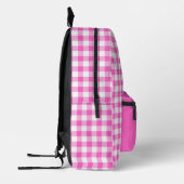 Rosa und weißer Gingham-Karo Kariert Bedruckter Rucksack (Links)