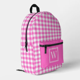 Rosa und weißer Gingham-Karo Kariert Bedruckter Rucksack