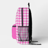 Rosa und weißer Gingham-Karo Kariert Bedruckter Rucksack (Rechts)