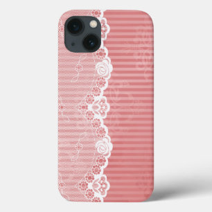 Rosa und weißer Hintergrund mit schwarzer Spitze Case-Mate iPhone Hülle