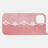Rosa und weißer Hintergrund mit schwarzer Spitze Case-Mate iPhone Hülle (Rückseite (Horizontal))