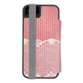 Rosa und weißer Hintergrund mit schwarzer Spitze Incipio iPhone Geldbeutel-Hülle (Folio Rückseite)