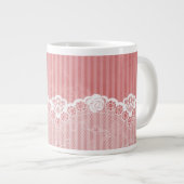 Rosa und weißer Hintergrund mit schwarzer Spitze Jumbo-Tasse (Vorderseite Rechts)