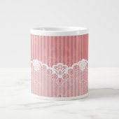 Rosa und weißer Hintergrund mit schwarzer Spitze Jumbo-Tasse (Vorderseite)