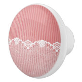 Rosa und weißer Hintergrund mit schwarzer Spitze Keramikknauf (Rechts)