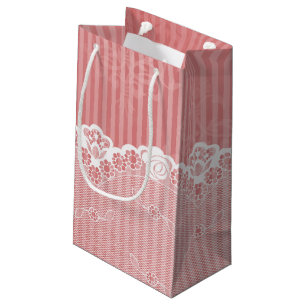 Rosa und weißer Hintergrund mit schwarzer Spitze Kleine Geschenktüte