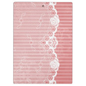 Rosa und weißer Hintergrund mit schwarzer Spitze Klemmbrett (Rückseite)