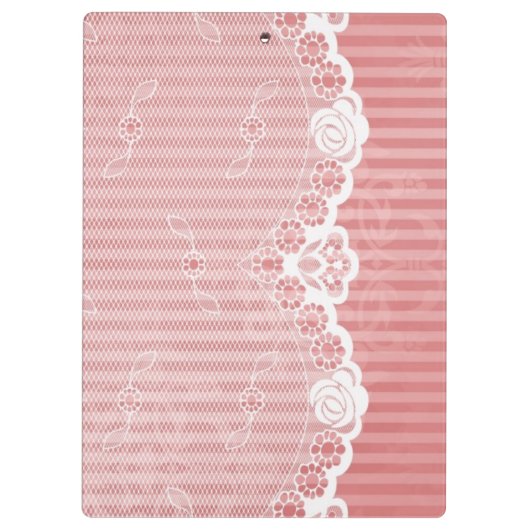 Rosa und weißer Hintergrund mit schwarzer Spitze Klemmbrett (Rückseite)