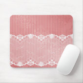 Rosa und weißer Hintergrund mit schwarzer Spitze Mousepad (Mit Mouse)