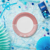 Rosa und weißer Hintergrund mit schwarzer Spitze Pappteller (Party)