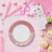 Rosa und weißer Hintergrund mit schwarzer Spitze Pappteller (Party)