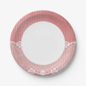 Rosa und weißer Hintergrund mit schwarzer Spitze Pappteller (Vorderseite)