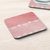 Rosa und weißer Hintergrund mit schwarzer Spitze Untersetzer (Linke Seite)
