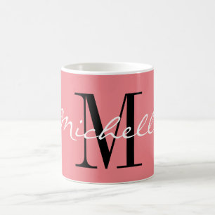 Rosa und weißer individuelle Name Kaffeetasse