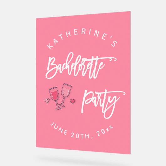 Rosa und weißer Junggeselinnen-Abschied Acrylschild (Winkel)