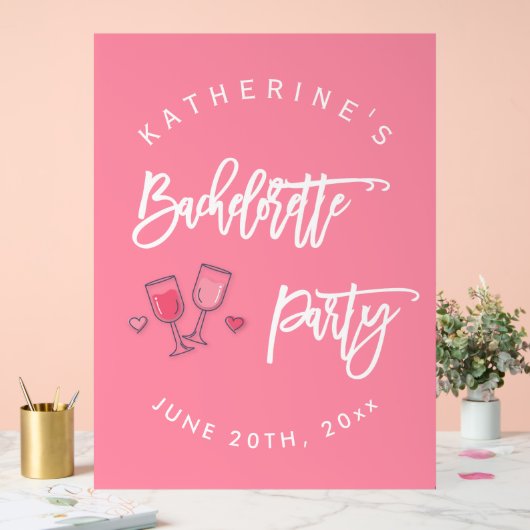 Rosa und weißer Junggeselinnen-Abschied Acrylschild (Hochzeit)