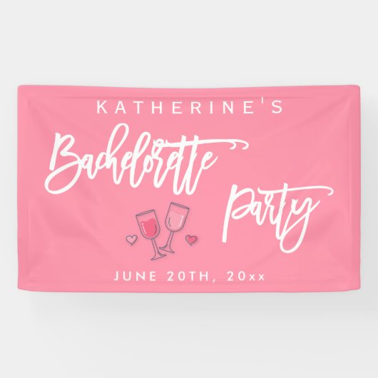 Rosa und weißer Junggeselinnen-Abschied Banner (Horizontal)