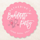 Rosa und weißer Junggeselinnen-Abschied Untersetzer (Vorderseite)