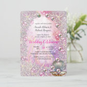 Rosa und weißer Marmor mit gebürstetem Gold Einladung (Stehend Vorderseite)