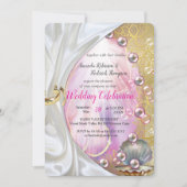 Rosa und weißer Marmor mit gebürstetem Gold Einladung (Vorderseite)