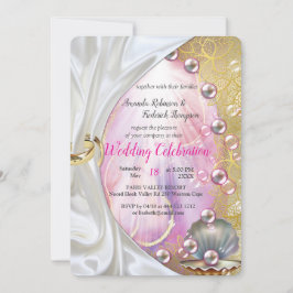 Rosa und weißer Marmor mit gebürstetem Gold Einladung