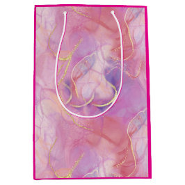 Rosa und weißer Marmor mit gebürstetem Gold Mittlere Geschenktüte