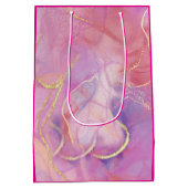 Rosa und weißer Marmor mit gebürstetem Gold Mittlere Geschenktüte (Rückseite)