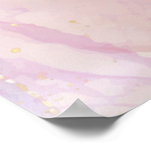 Rosa und weißer Marmor mit gebürstetem Gold Poster (Ecke)