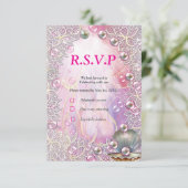 Rosa und weißer Marmor mit gebürstetem Gold RSVP Karte (Stehend Vorderseite)