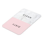 Rosa und weißer Marmor Moderne Typografie Geschirr Magnet (Linke Seite)