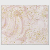 Rosa und weißer Marmor Swirl Gold Flecks Geschenkpapier (Flach)
