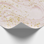 Rosa und weißer Marmor Swirl Gold Flecks Geschenkpapier (Ecke)