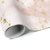 Rosa und weißer Marmor Swirl Gold Flecks Geschenkpapier (Rolleneckpunkt)