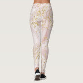 Rosa und weißer Marmor Swirl Gold Glitzer Leggings (Rückseite)