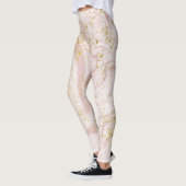 Rosa und weißer Marmor Swirl Gold Glitzer Leggings (Links)