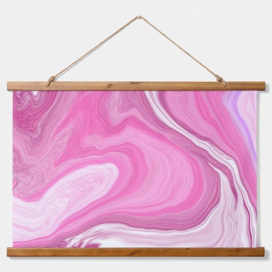 Rosa und weißer Marmor Wandteppich Mit Holzrahmen (Vorne)