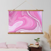 Rosa und weißer Marmor Wandteppich Mit Holzrahmen (Schlafzimmer)