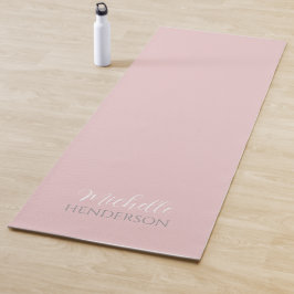 Rosa und weißer personalisierter Monogramm-Name Yogamatte