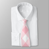 Rosa und weißer Riese Diagonal Gingham Neck Tie Krawatte (Gebunden)