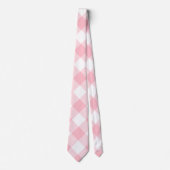 Rosa und weißer Riese Diagonal Gingham Neck Tie Krawatte (Vorderseite)
