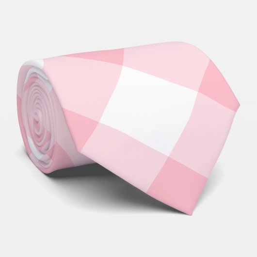 Rosa und weißer Riese Diagonal Gingham Neck Tie Krawatte (Gerollt)
