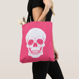 Rosa und weißer Schädelkopf griffig Halloween Tasche