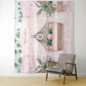 Rosa und weißer Sommer Pool Cabana Wandteppich (Beispiel)