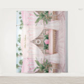 Rosa und weißer Sommer Pool Cabana Wandteppich (Vorderseite)