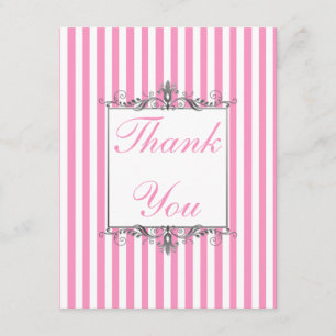 Rosa und weißer Streifen mit Silber danken Ihnen Dankeskarte