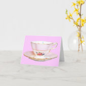 Rosa und weißer Tee-Cup mit Rose Karte (Gelbe Blume)