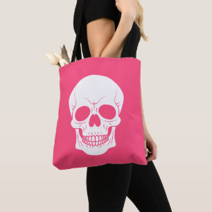 Rosa und weißer Totenkopf gruseliger Halloween Tasche