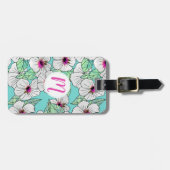 Rosa und weißer tropischer Hibiskus Blumenmuster Gepäckanhänger (Vorderseite horizontal)