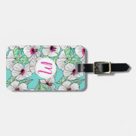 Rosa und weißer tropischer Hibiskus Blumenmuster Gepäckanhänger