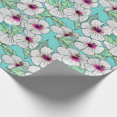 Rosa und weißer tropischer Hibiskus Blumenmuster Geschenkpapier (Ecke)